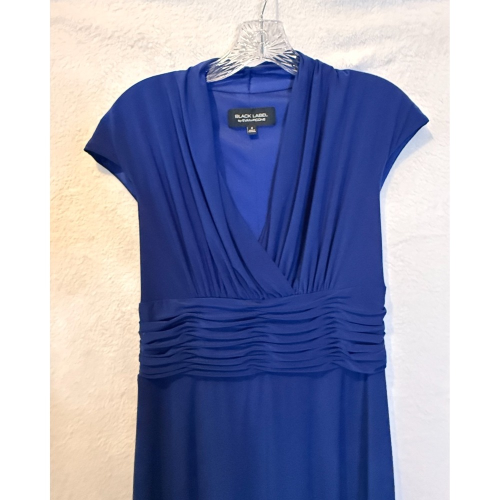 Evan Picone Black Label Cobalt Blue Ruched Waist Dress Women Evening Size 4